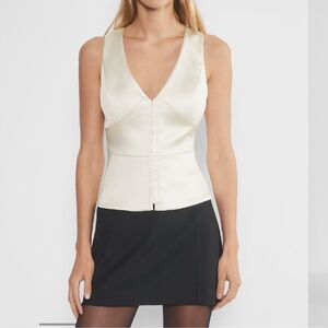 Aritzia Cream Satin Blouse